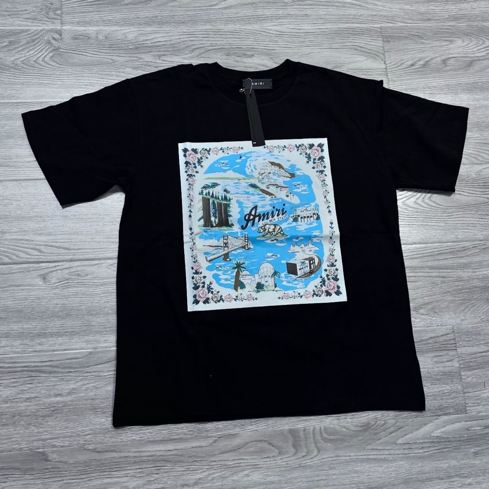 Ami Black Tee with Scenic Graphic